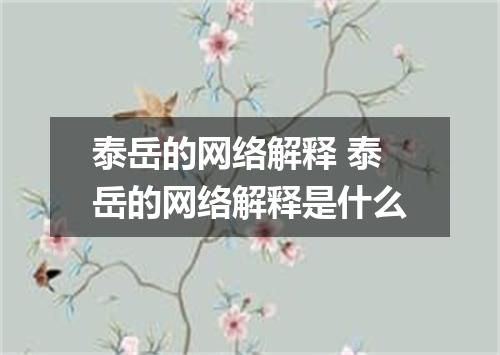 泰岳的网络解释 泰岳的网络解释是什么
