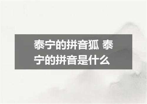 泰宁的拼音狐 泰宁的拼音是什么