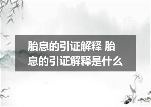 胎息的引证解释 胎息的引证解释是什么