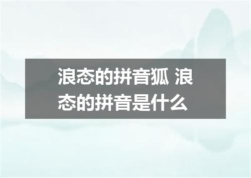 浪态的拼音狐 浪态的拼音是什么