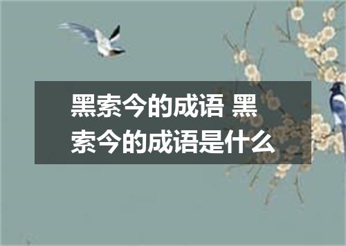 黑索今的成语 黑索今的成语是什么