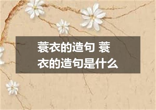 蓑衣的造句 蓑衣的造句是什么