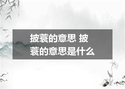 披蓑的意思 披蓑的意思是什么