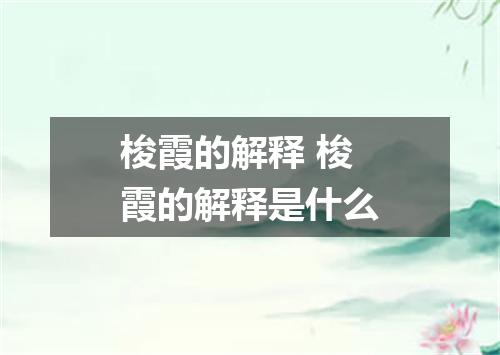 梭霞的解释 梭霞的解释是什么