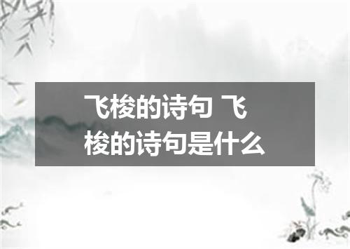 飞梭的诗句 飞梭的诗句是什么