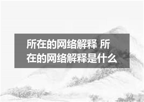 所在的网络解释 所在的网络解释是什么