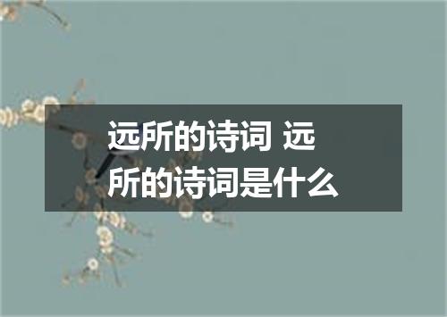 远所的诗词 远所的诗词是什么