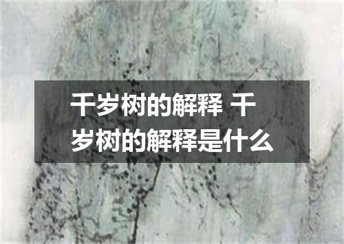 千岁树的解释 千岁树的解释是什么