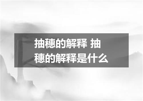 抽穗的解释 抽穗的解释是什么
