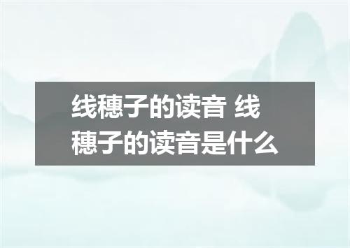 线穗子的读音 线穗子的读音是什么