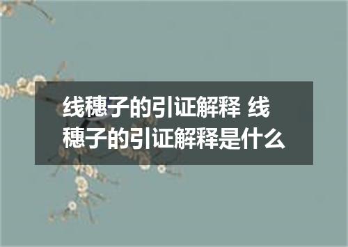 线穗子的引证解释 线穗子的引证解释是什么