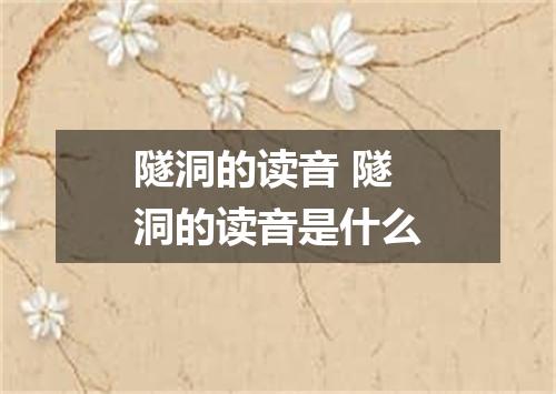 隧洞的读音 隧洞的读音是什么