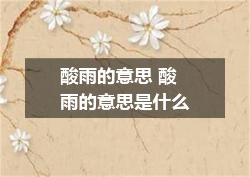 酸雨的意思 酸雨的意思是什么