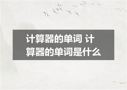 计算器的单词 计算器的单词是什么