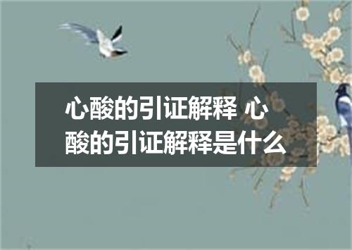 心酸的引证解释 心酸的引证解释是什么