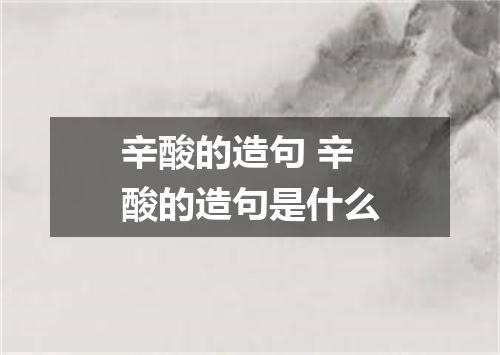 辛酸的造句 辛酸的造句是什么