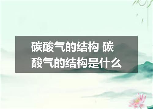 碳酸气的结构 碳酸气的结构是什么