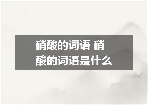 硝酸的词语 硝酸的词语是什么