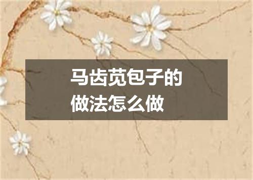 马齿苋包子的做法怎么做