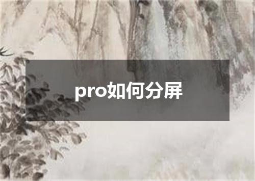pro如何分屏