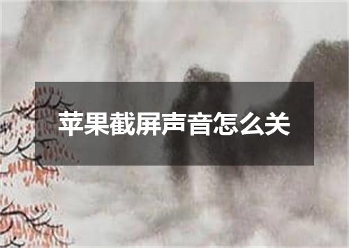 苹果截屏声音怎么关