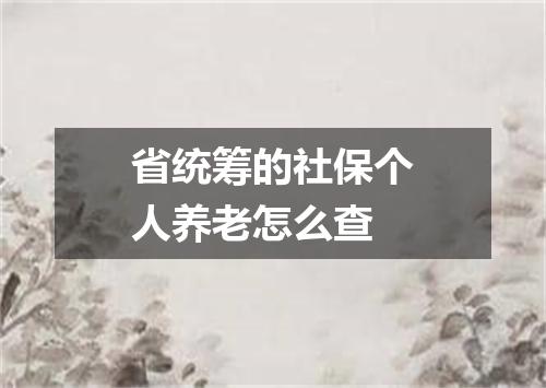 省统筹的社保个人养老怎么查