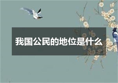 我国公民的地位是什么