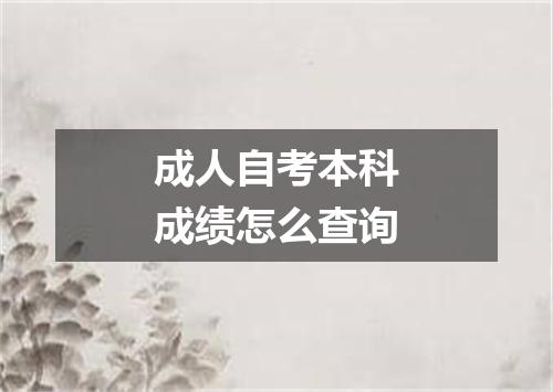 成人自考本科成绩怎么查询