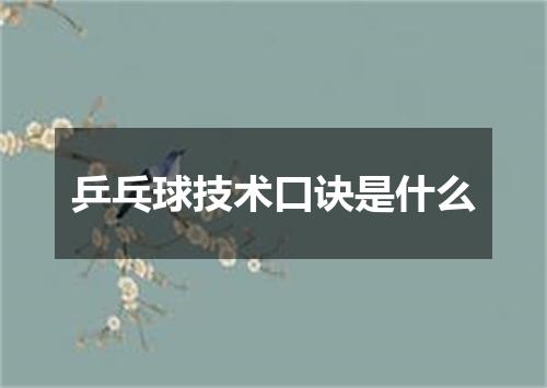 乒乓球技术口诀是什么