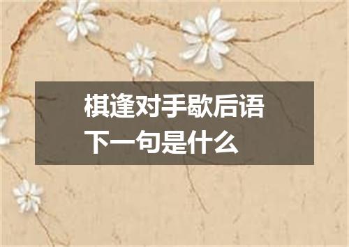 棋逢对手歇后语下一句是什么