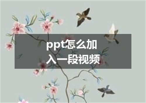 ppt怎么加入一段视频