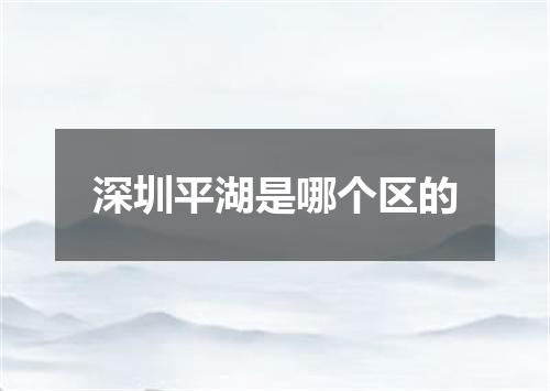 深圳平湖是哪个区的