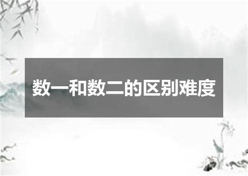 数一和数二的区别难度