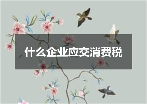 什么企业应交消费税