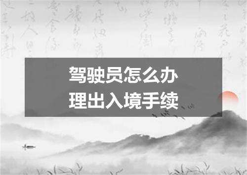 驾驶员怎么办理出入境手续