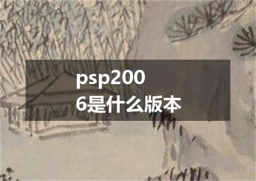 psp2006是什么版本