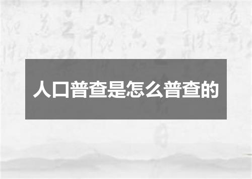 人口普查是怎么普查的