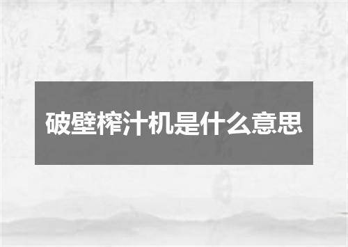 破壁榨汁机是什么意思