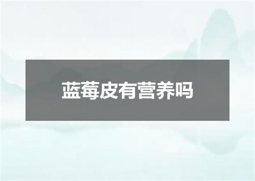 蓝莓皮有营养吗