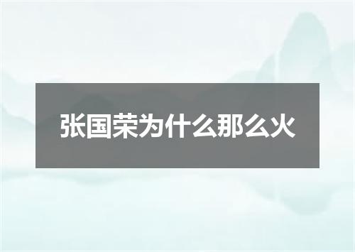 张国荣为什么那么火