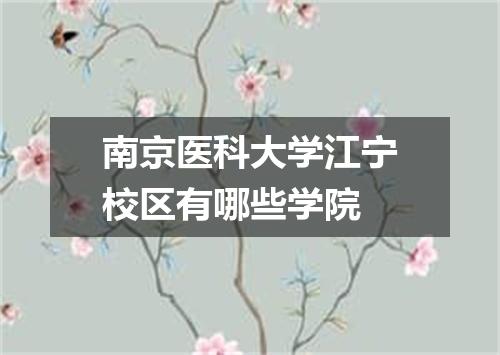 南京医科大学江宁校区有哪些学院