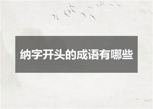 纳字开头的成语有哪些