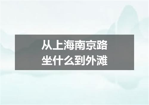 从上海南京路坐什么到外滩