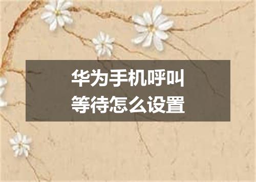 华为手机呼叫等待怎么设置