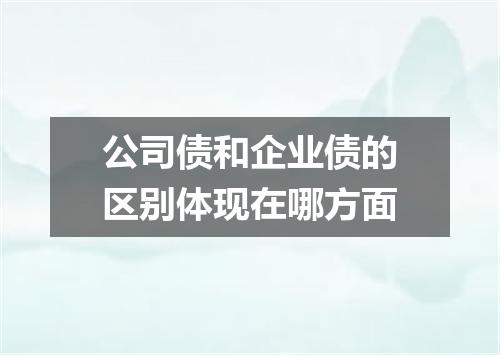 公司债和企业债的区别体现在哪方面