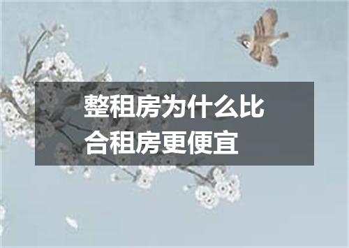 整租房为什么比合租房更便宜