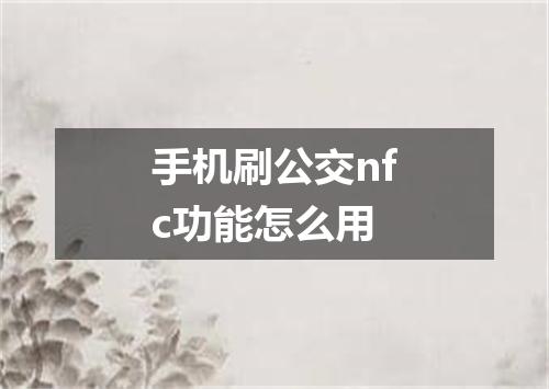手机刷公交nfc功能怎么用