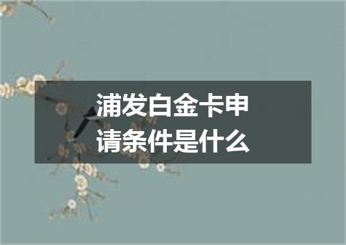 浦发白金卡申请条件是什么