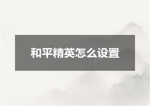 和平精英怎么设置