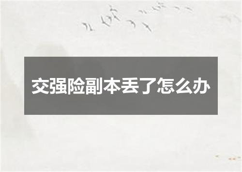 交强险副本丢了怎么办